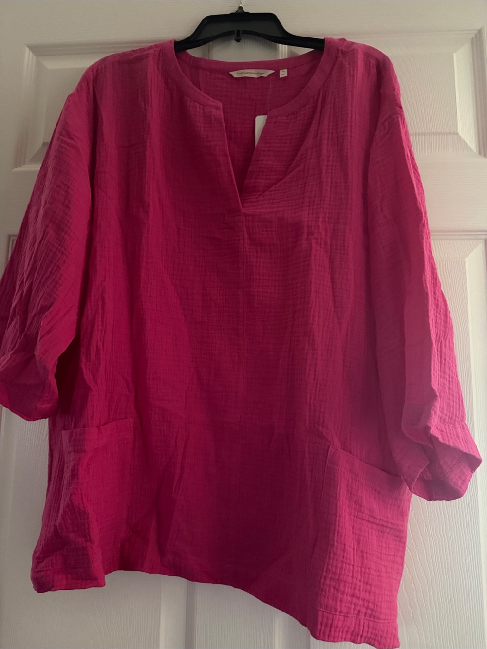 Soft Surroundings Raspberry Split-Neck Tunic